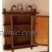 16" Retro Wooden Shadow Box Hanging Curio Shelf Wall Amber Glass Display VTG   253805062602